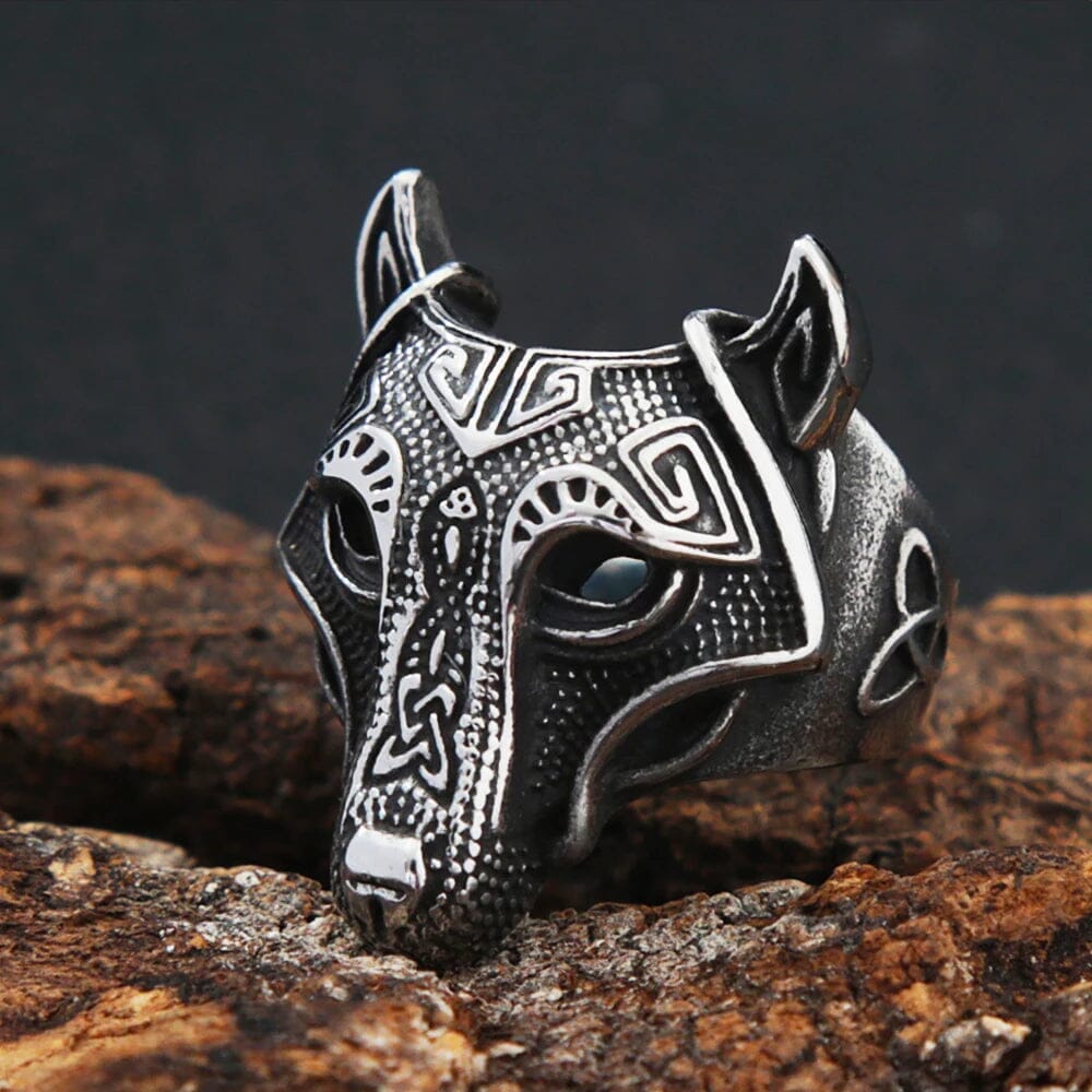 Fenrir Wolf Ring in Stainless Steel Ring [Skaldic_Jewelry] 