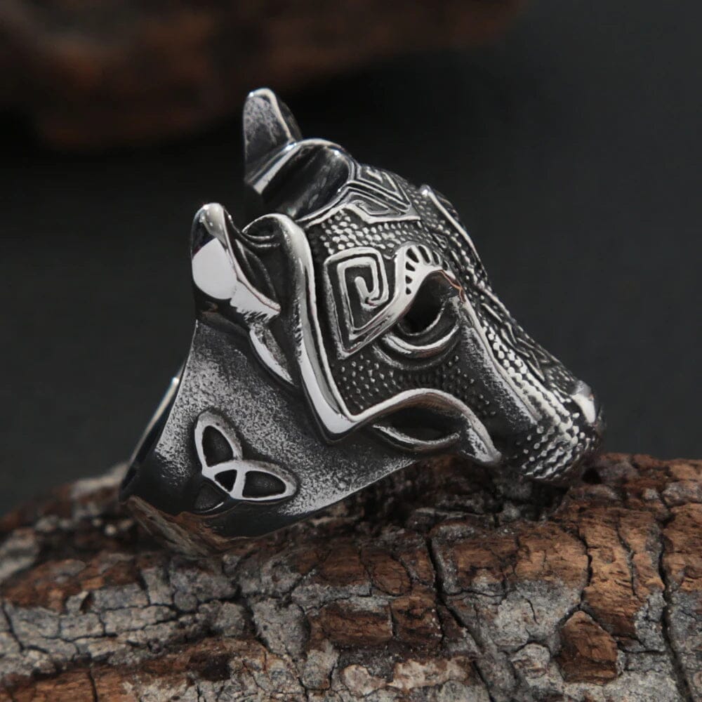 Fenrir Wolf Ring in Stainless Steel Ring [Skaldic_Jewelry] 