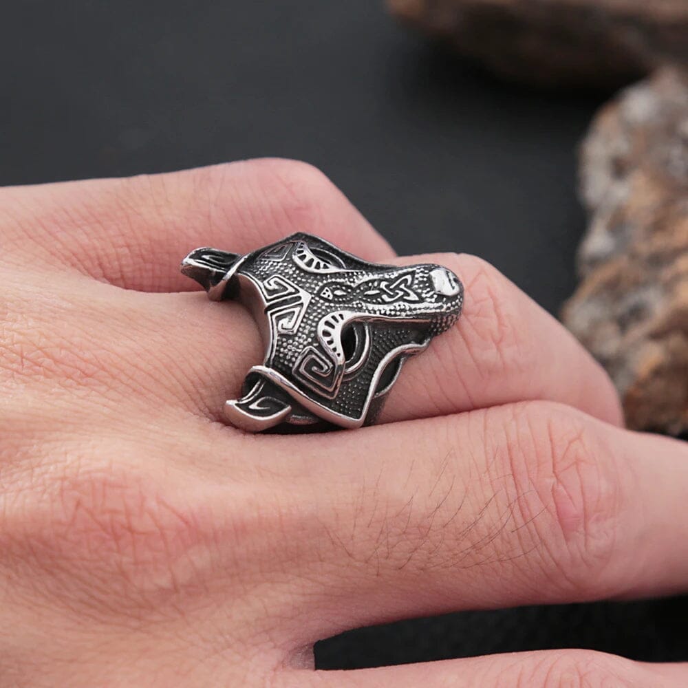 Fenrir Wolf Ring in Stainless Steel Ring [Skaldic_Jewelry] 