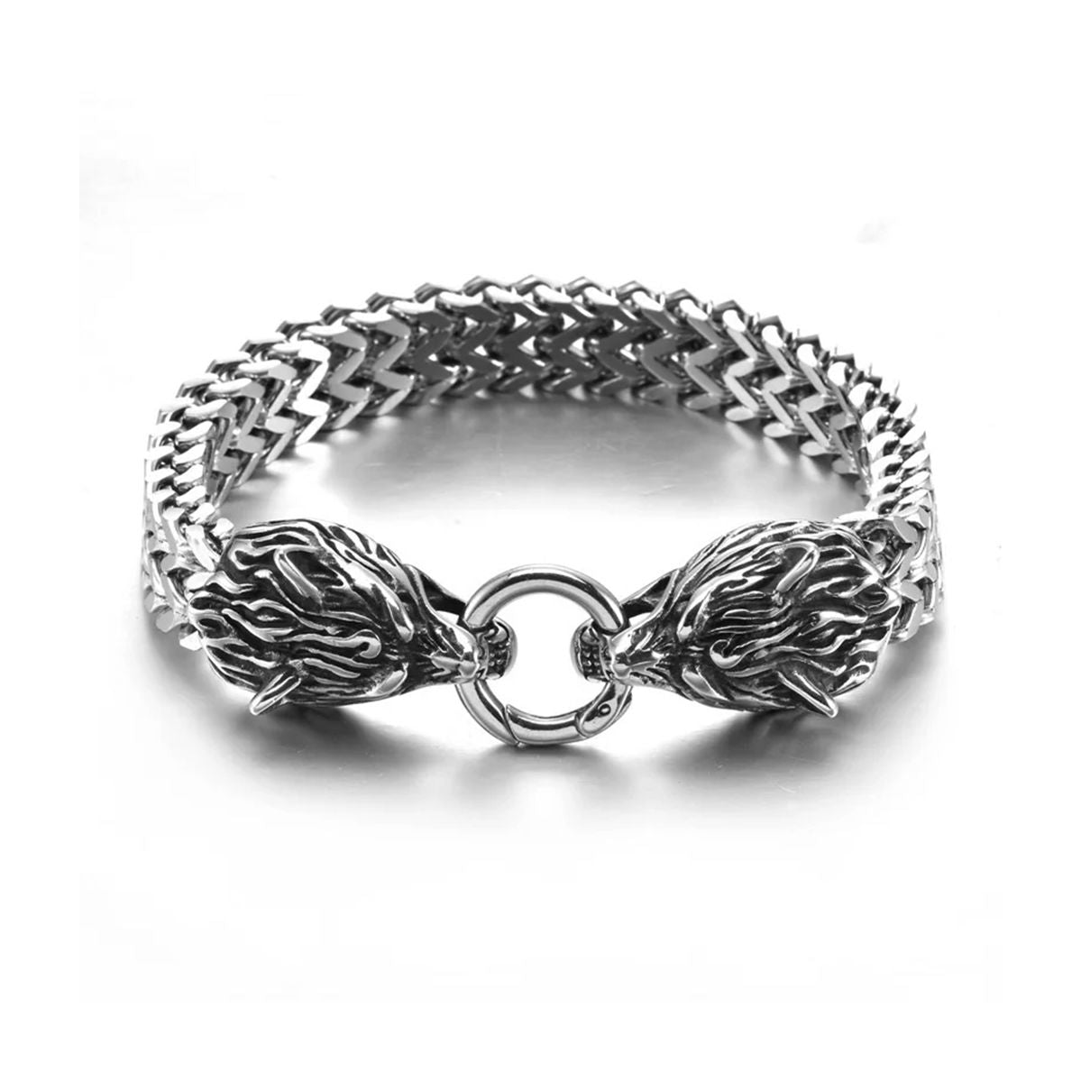 Fenrir’s Oath Wolf Bracelet Bracelet Skaldic Jewelry Silver S 