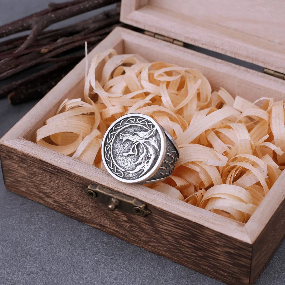 Freki Wolf Ring in Stainless Steel Ring [Skaldic_Jewelry] 