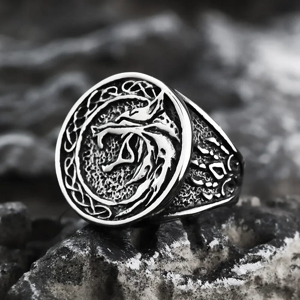 Freki Wolf Ring in Stainless Steel Ring [Skaldic_Jewelry] 