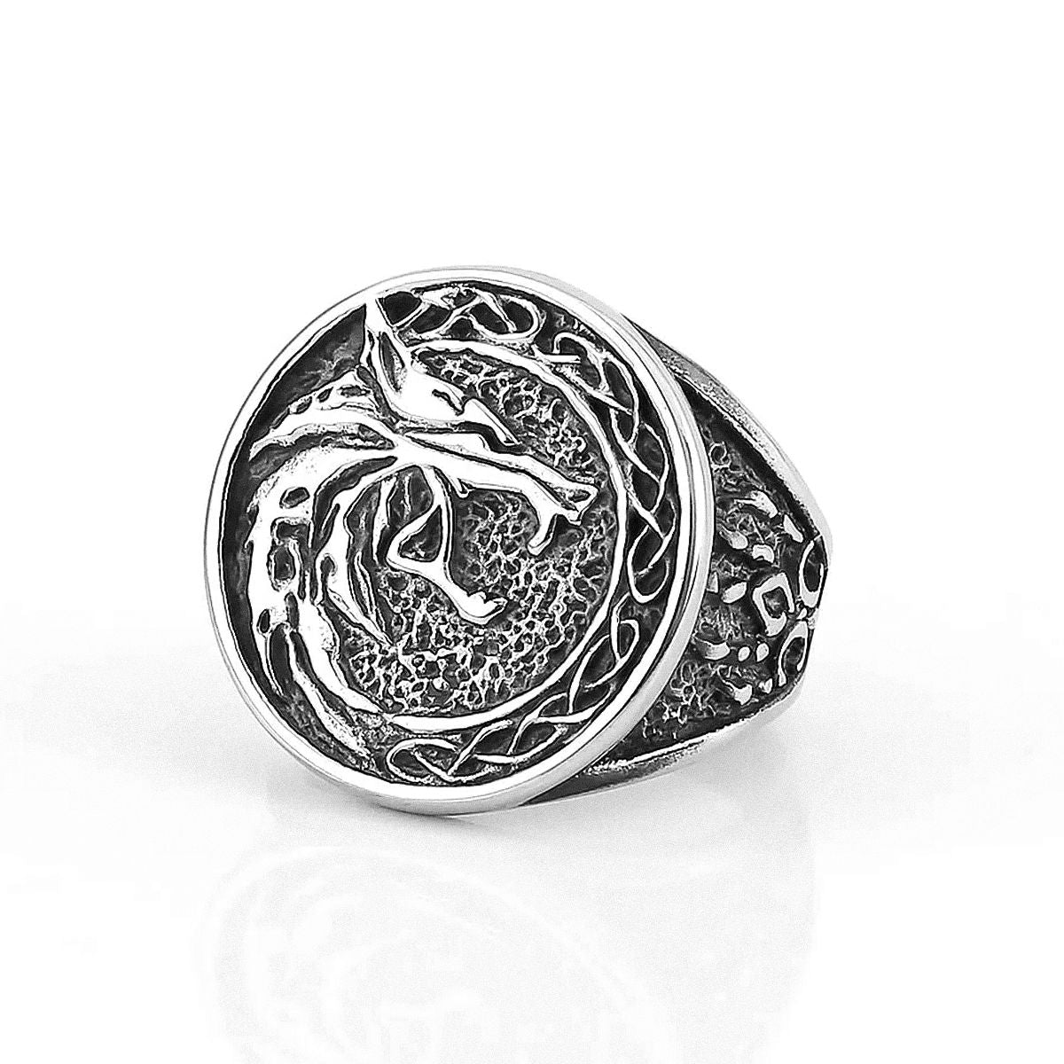 Freki Wolf Ring in Stainless Steel Ring [Skaldic_Jewelry] 