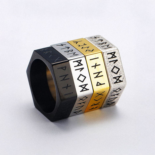 Hexagonal Nordic Rune Ring Ring [Skaldic_Jewelry] 