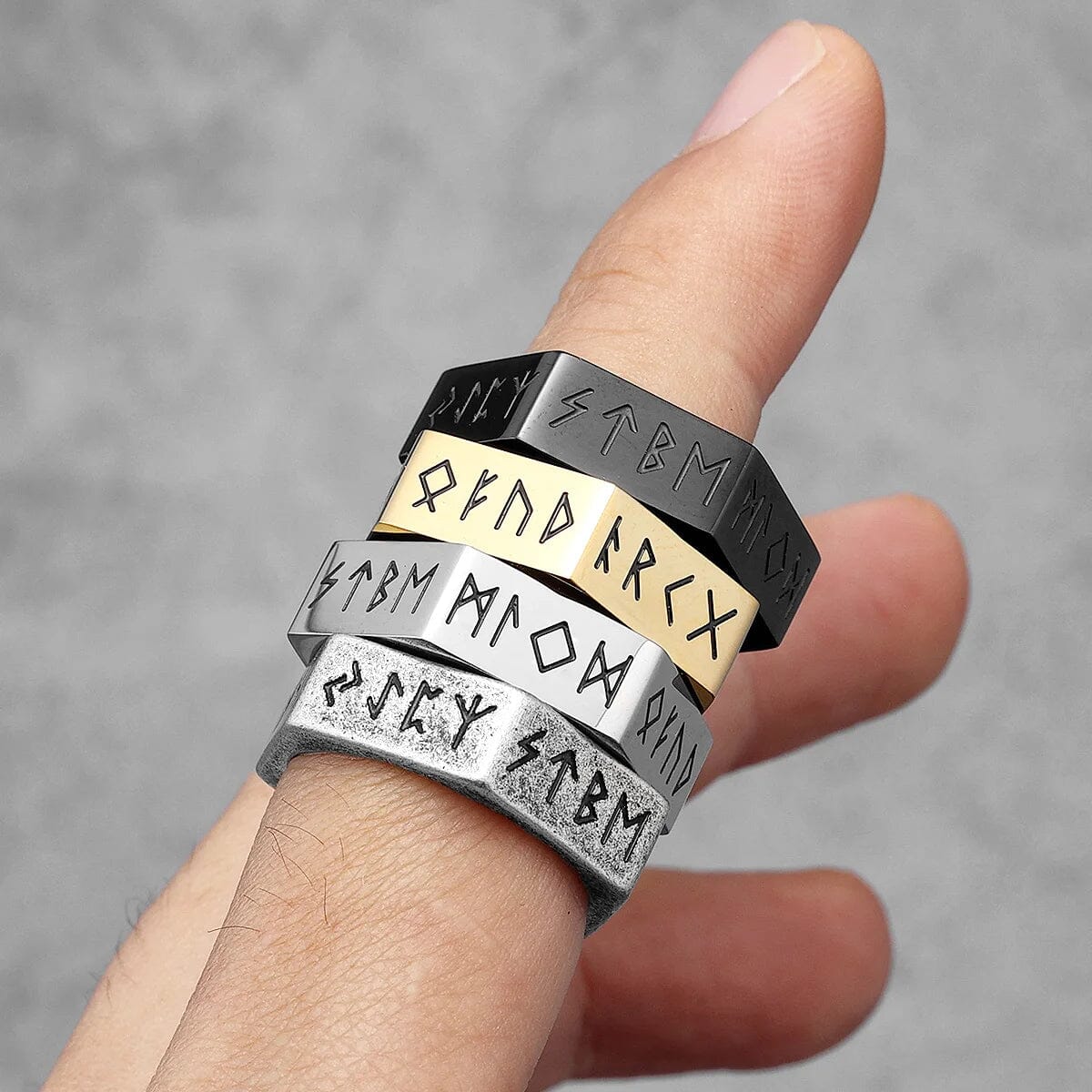 Hexagonal Nordic Rune Ring Ring [Skaldic_Jewelry] 