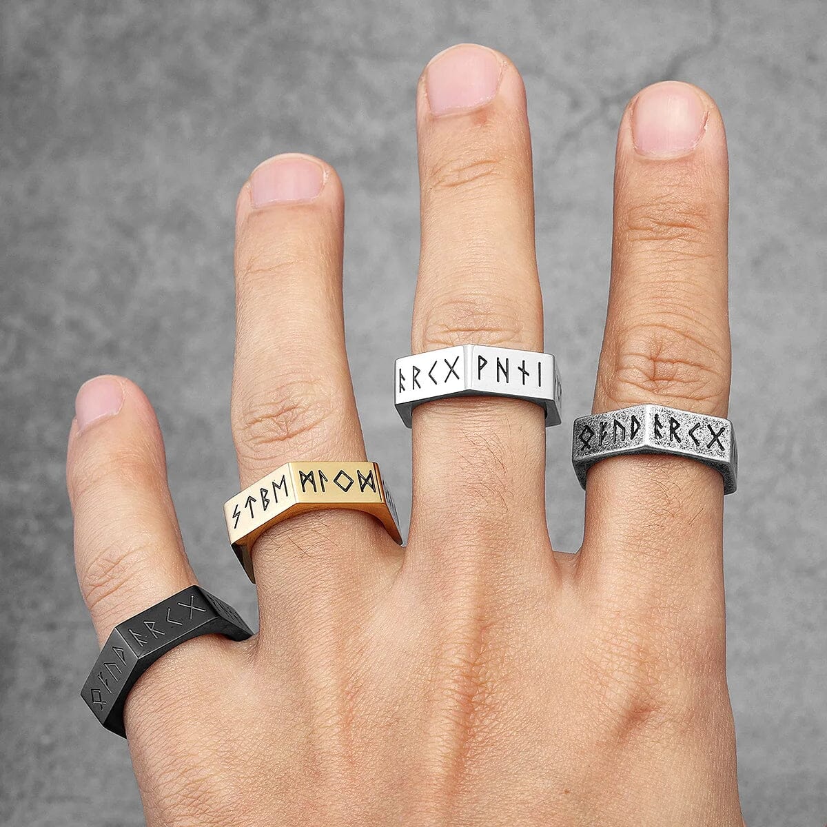 Hexagonal Nordic Rune Ring Ring [Skaldic_Jewelry] 