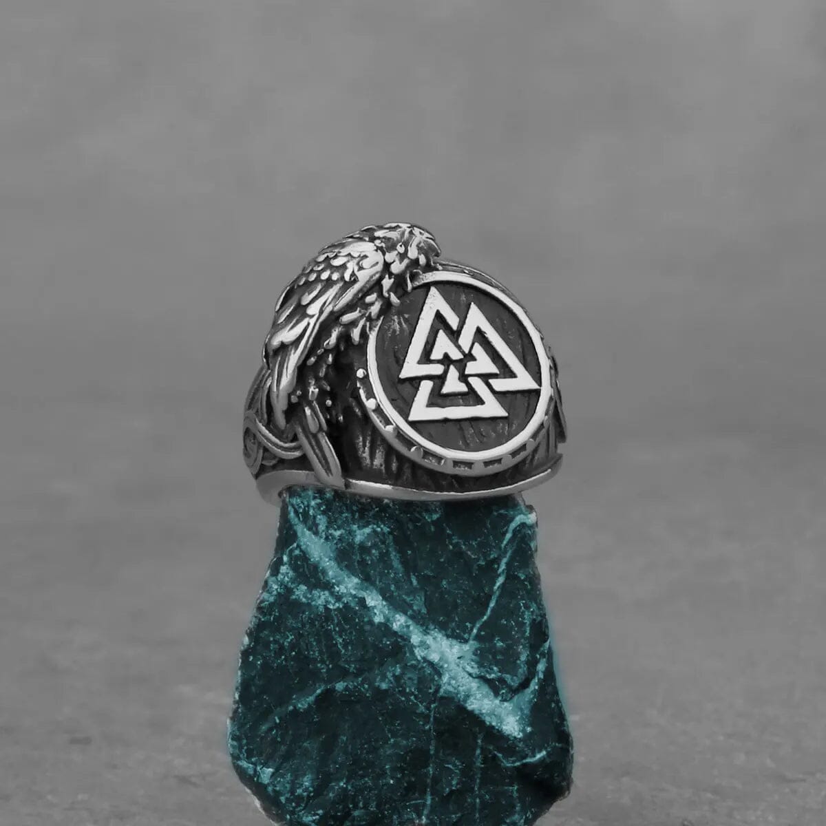 Hrani Raven Ring with Valknut Ring [Skaldic_Jewelry] 