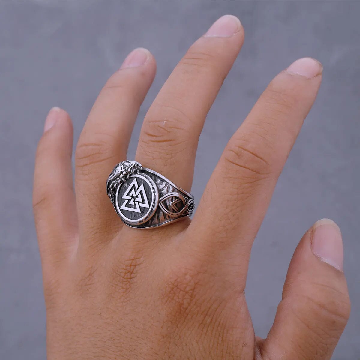 Hrani Raven Ring with Valknut Ring [Skaldic_Jewelry] 