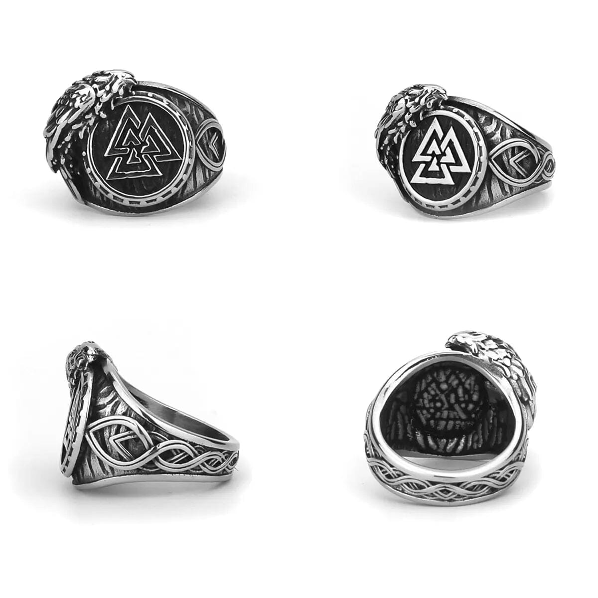 Hrani Raven Ring with Valknut Ring [Skaldic_Jewelry] 