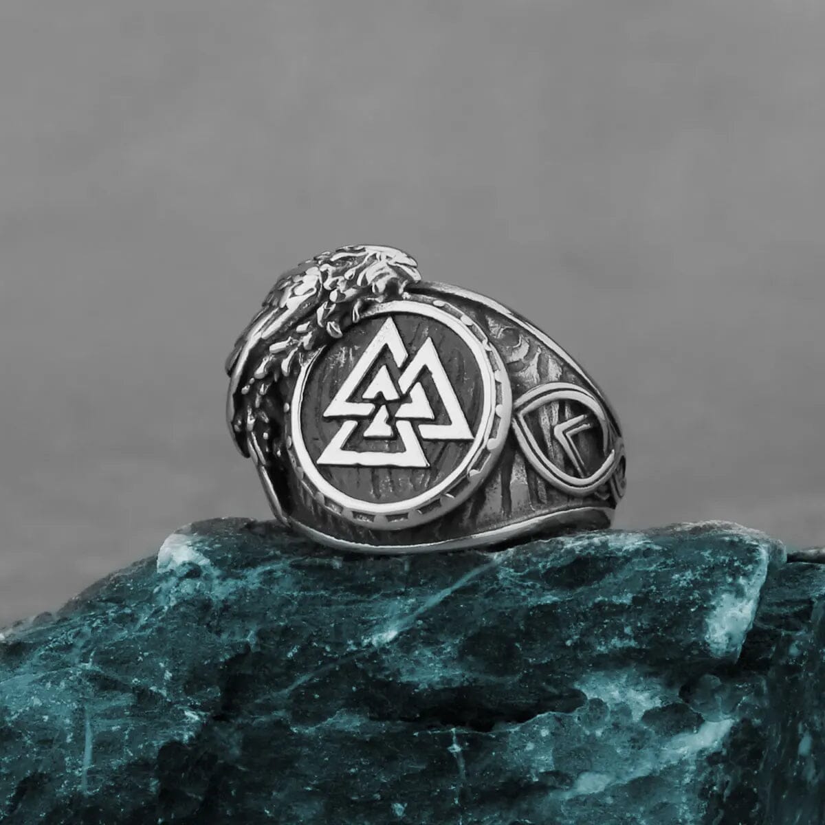 Hrani Raven Ring with Valknut Ring [Skaldic_Jewelry] 