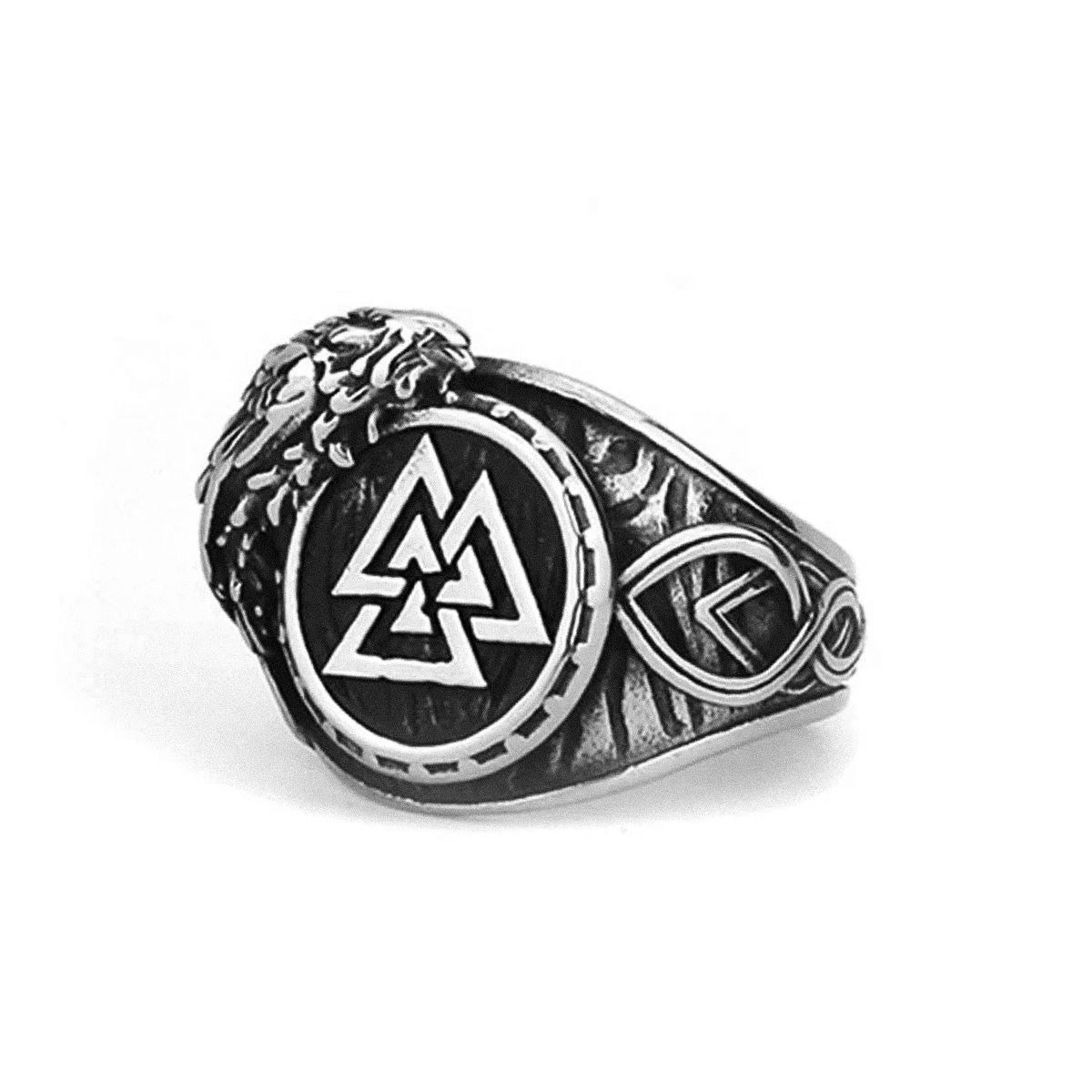 Hrani Raven Ring with Valknut Ring [Skaldic_Jewelry] 