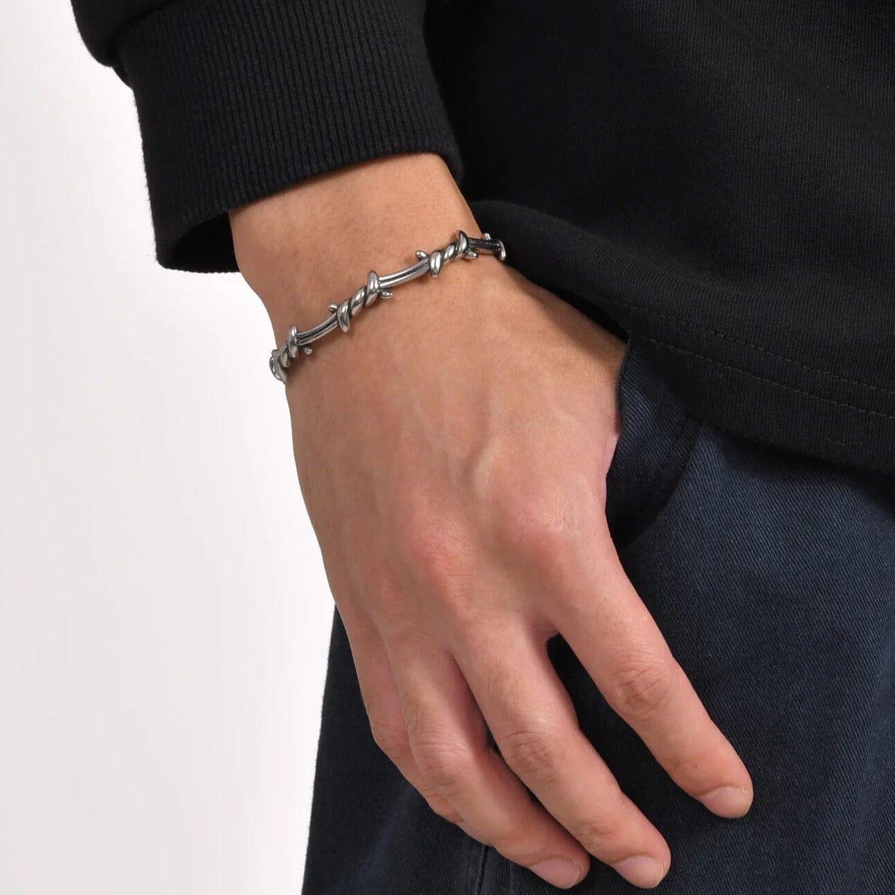 JARL - Bracelete de Arame Farpado em Aço Inoxidável Skaldic Jewelry 