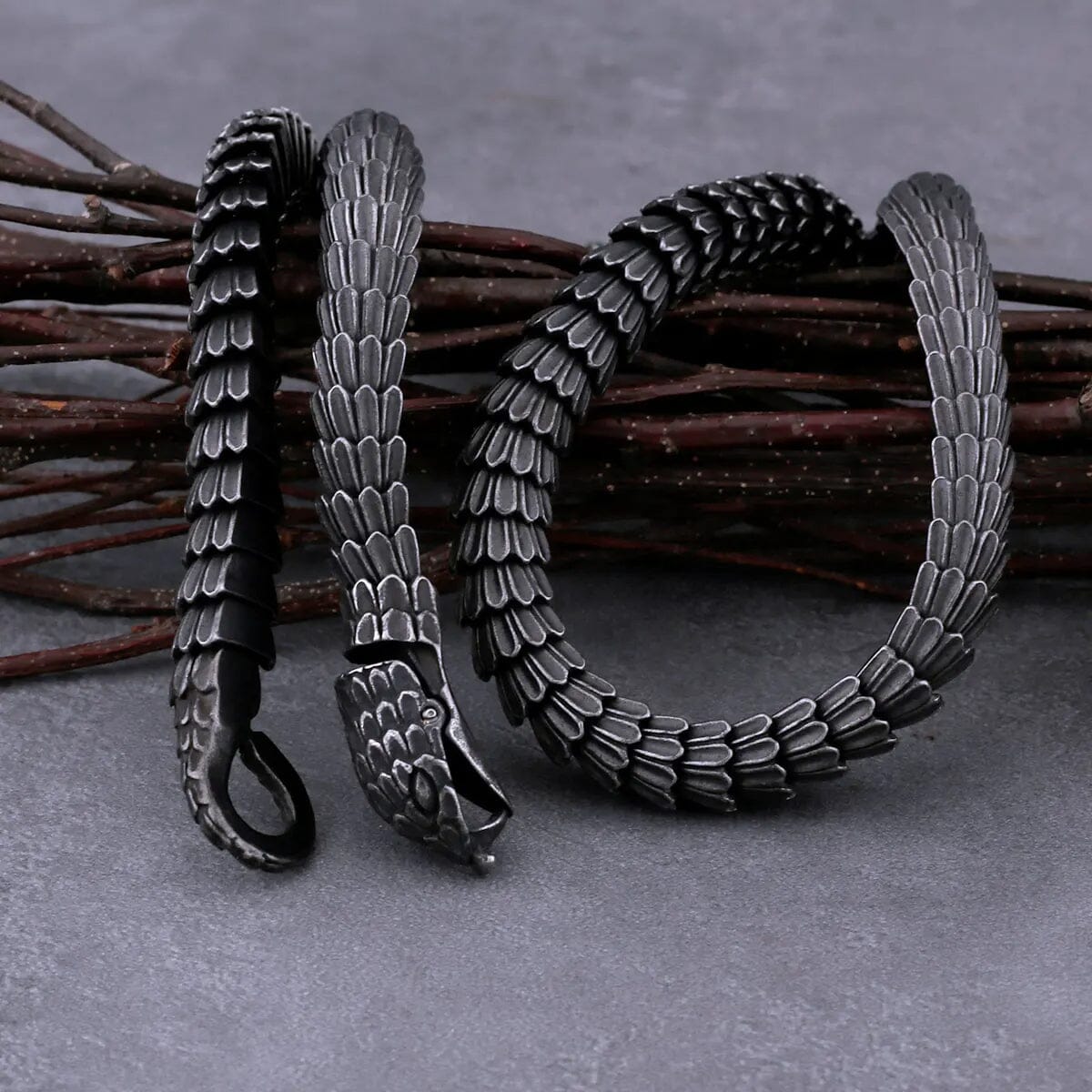 JORMUNGANDR - Norse Mythology Inspired Serpent Necklace Necklace Skaldic Jewelry 24 in / 60 cm 