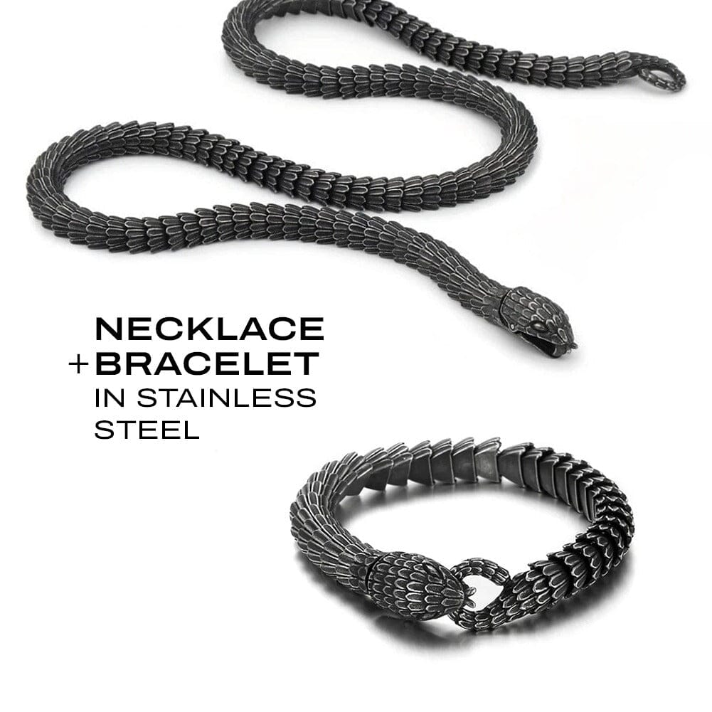 Jörmungandr’s Wrath – Bracelet & Necklace Set Jewelry Sets Skaldic Jewelry 24 in / 60 cm S 