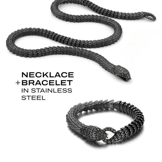 Jörmungandr’s Wrath – Bracelet & Necklace Set Jewelry Sets Skaldic Jewelry 24 in / 60 cm S 