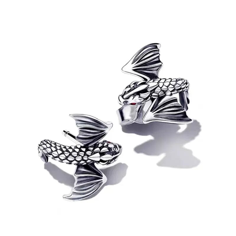 Mini Dragon Stud Earrings in Silver Earrings Skaldic Jewelry 