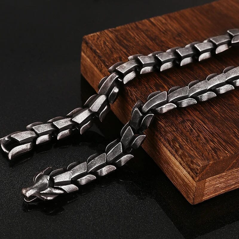 Nidhogg Dragon Scale Necklace Necklace Skaldic Jewelry Black 24 in / 60 cm 