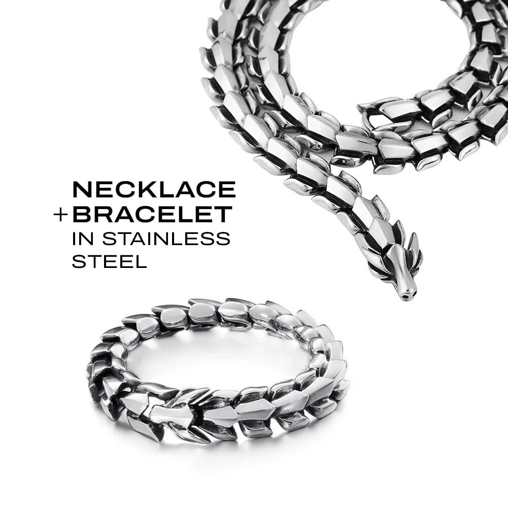 Nidhogg – Stainless Steel Jewelry Set Jewelry Sets Skaldic Jewelry 24 in / 60 cm S 