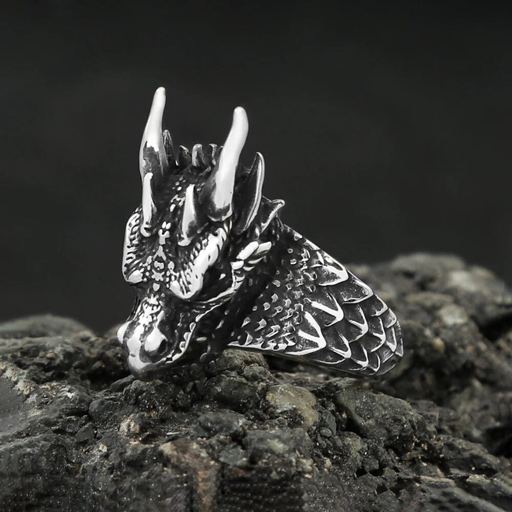 Norse Dragon Ring in Stainless Steel Ring [Skaldic_Jewelry] 