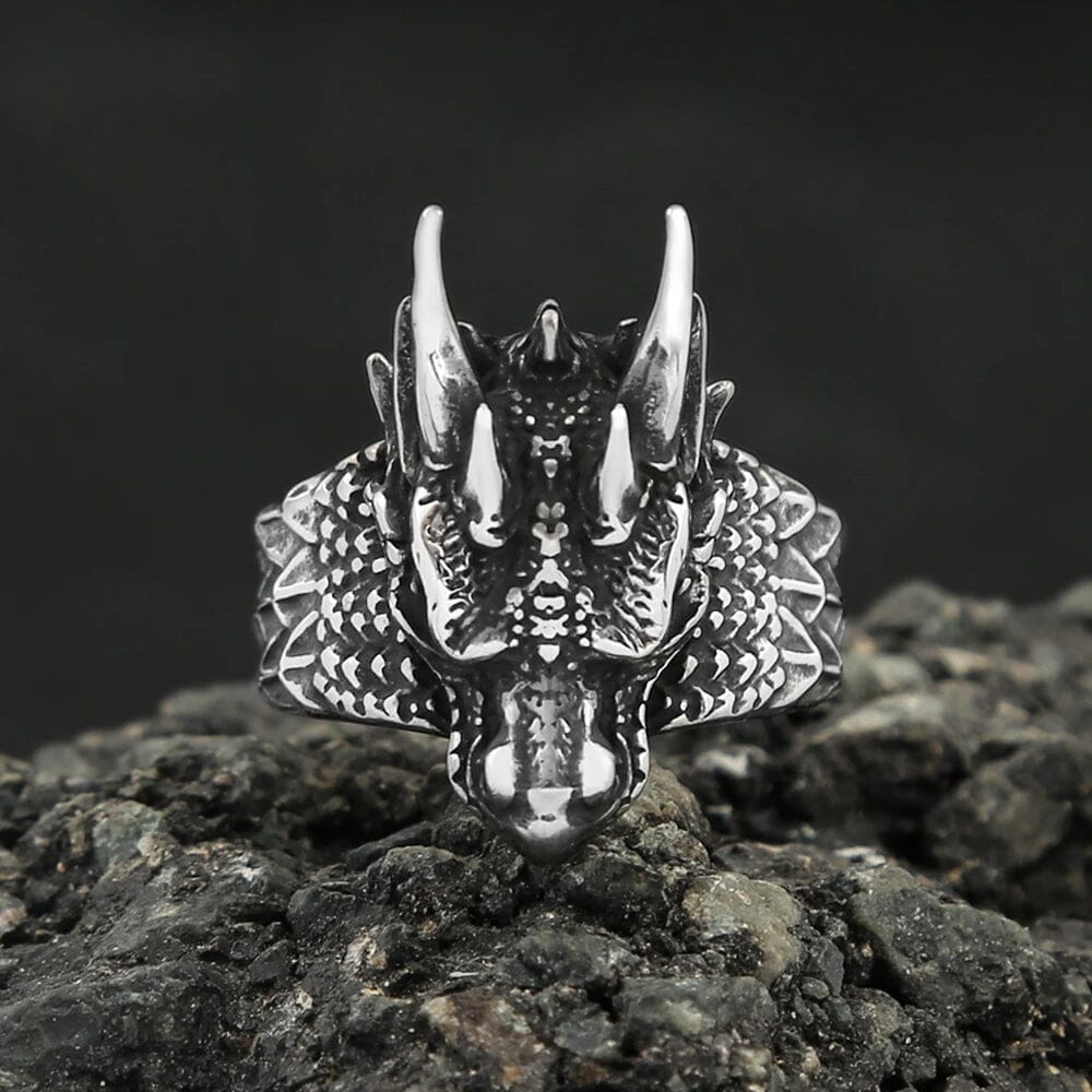 Norse Dragon Ring in Stainless Steel Ring [Skaldic_Jewelry] 