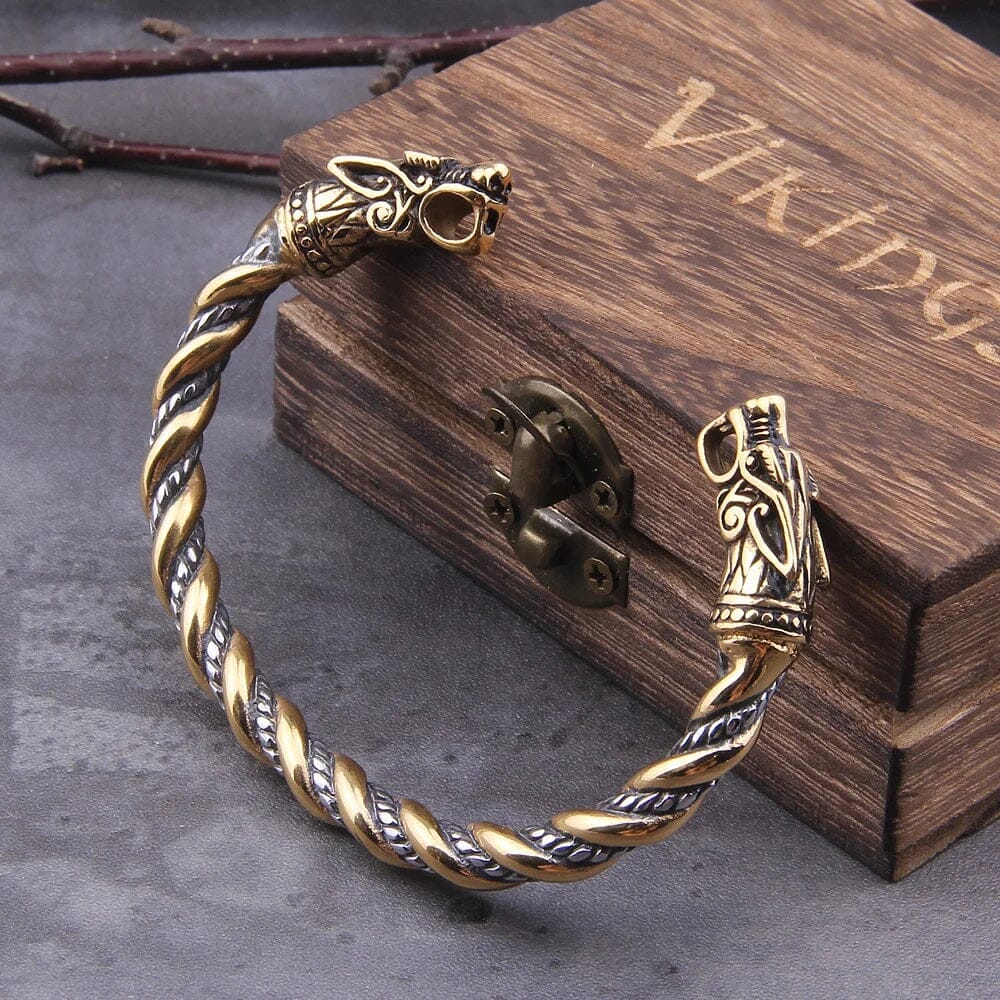 Norse Wolf Spirit Bracelet Bracelet [Skaldic_Jewelry] Gold 