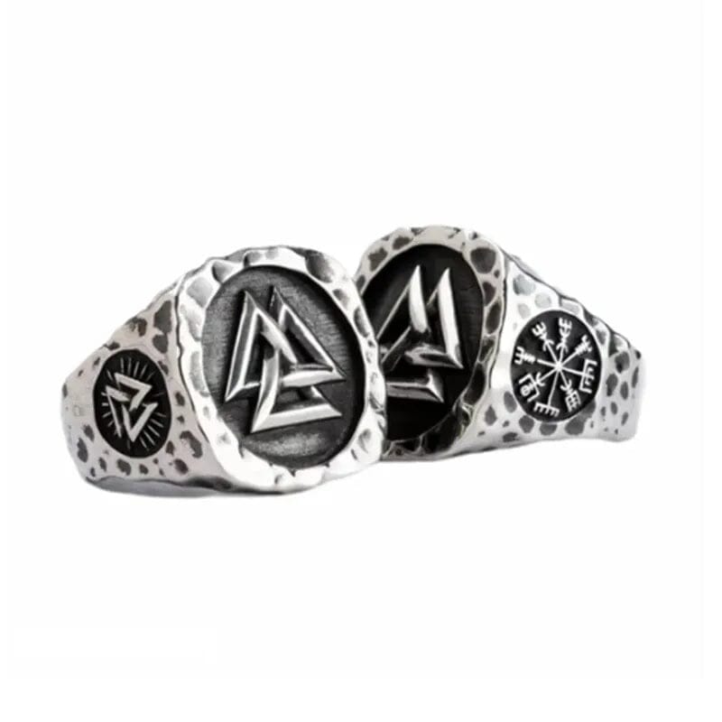 Odin’s Legacy Ring – Valknut & Vegvisir Ring [Skaldic_Jewelry] 