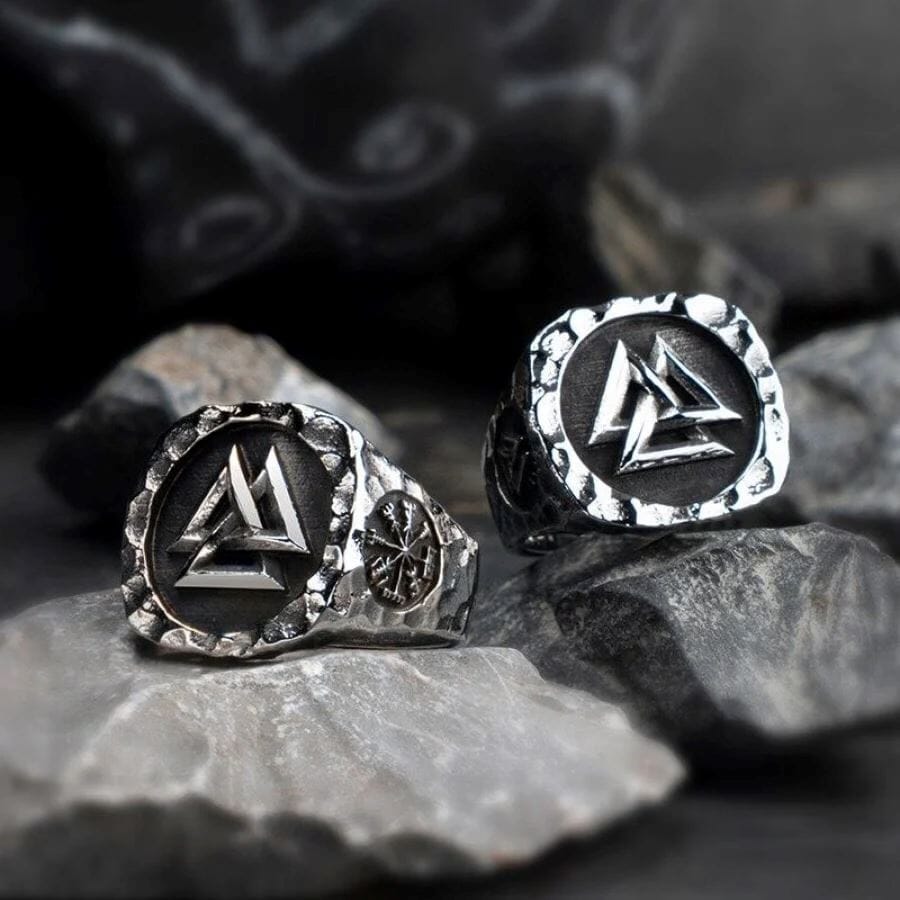 Odin’s Legacy Ring – Valknut & Vegvisir Ring [Skaldic_Jewelry] 