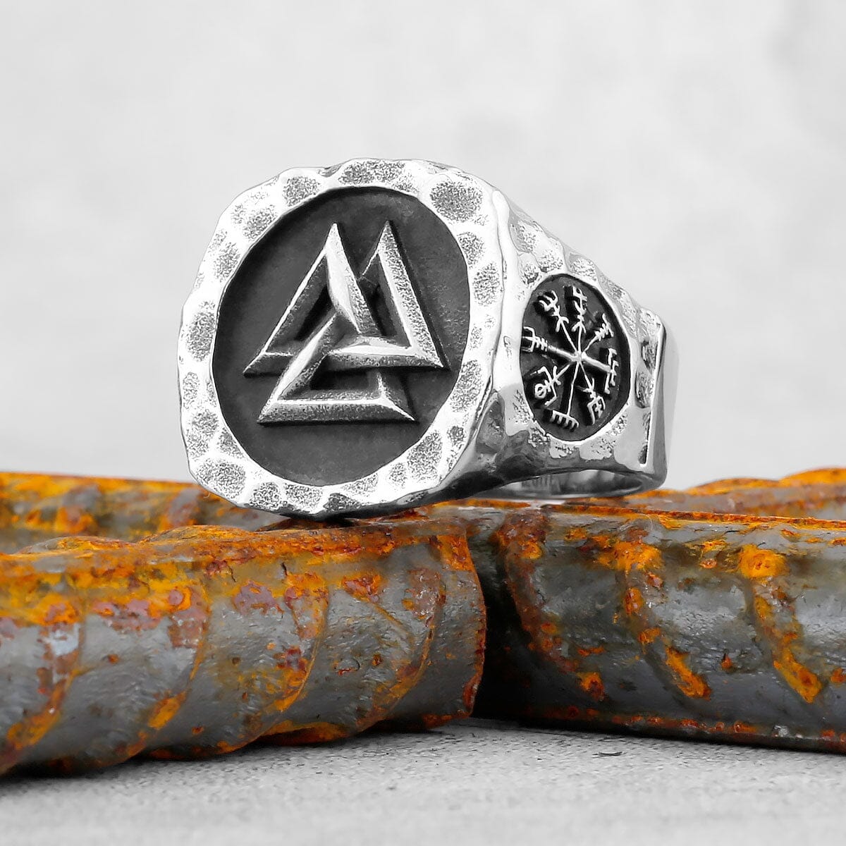 Odin’s Legacy Ring – Valknut & Vegvisir Ring [Skaldic_Jewelry] 