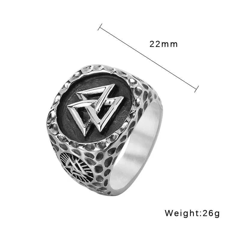 Odin’s Legacy Ring – Valknut & Vegvisir Ring [Skaldic_Jewelry] 