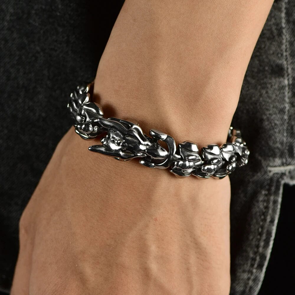 Ouroboros Dragon Bracelet in Stainless Steel Bracelet Skaldic Jewelry 