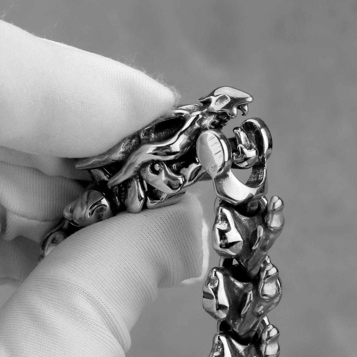 Ouroboros Dragon Bracelet in Stainless Steel Bracelet [Skaldic_Jewelry] 