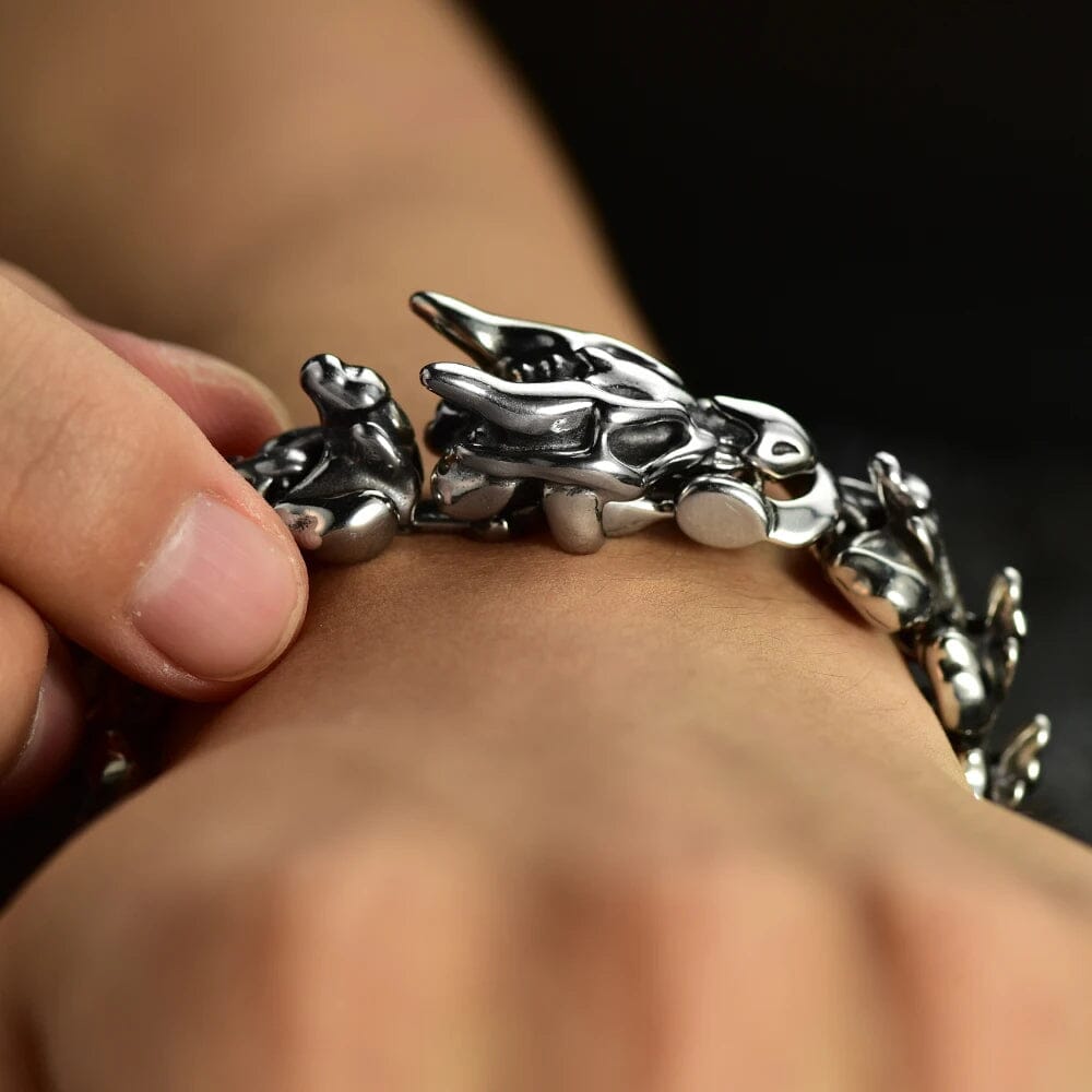 Ouroboros Dragon Bracelet in Stainless Steel Bracelet Skaldic Jewelry 