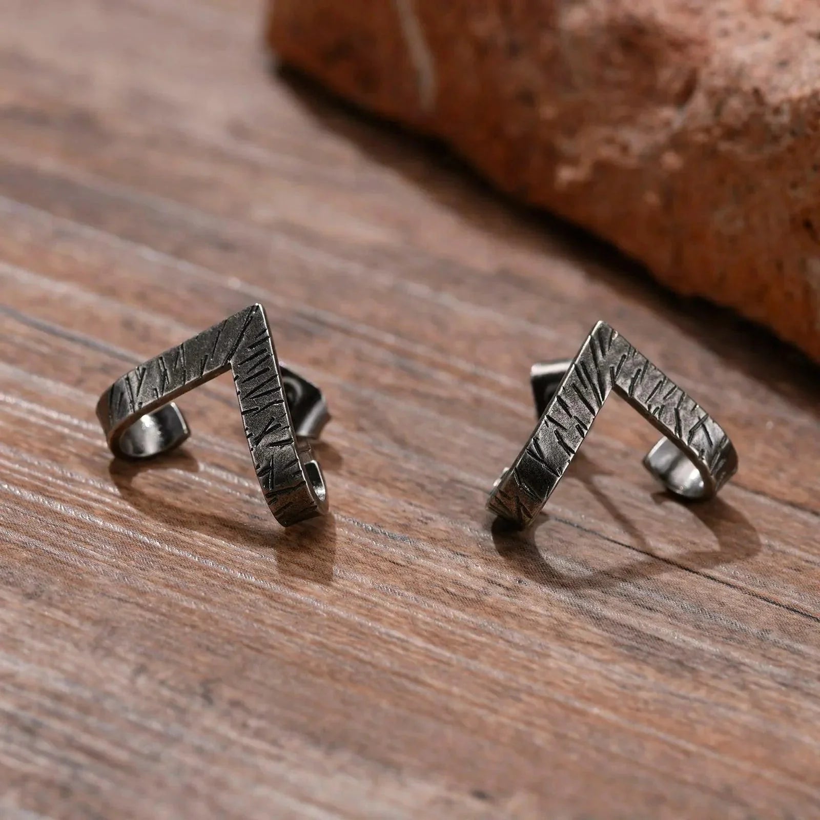 Geometric Triangle Earrings - Skaldic Jewelry Dark gray Earrings