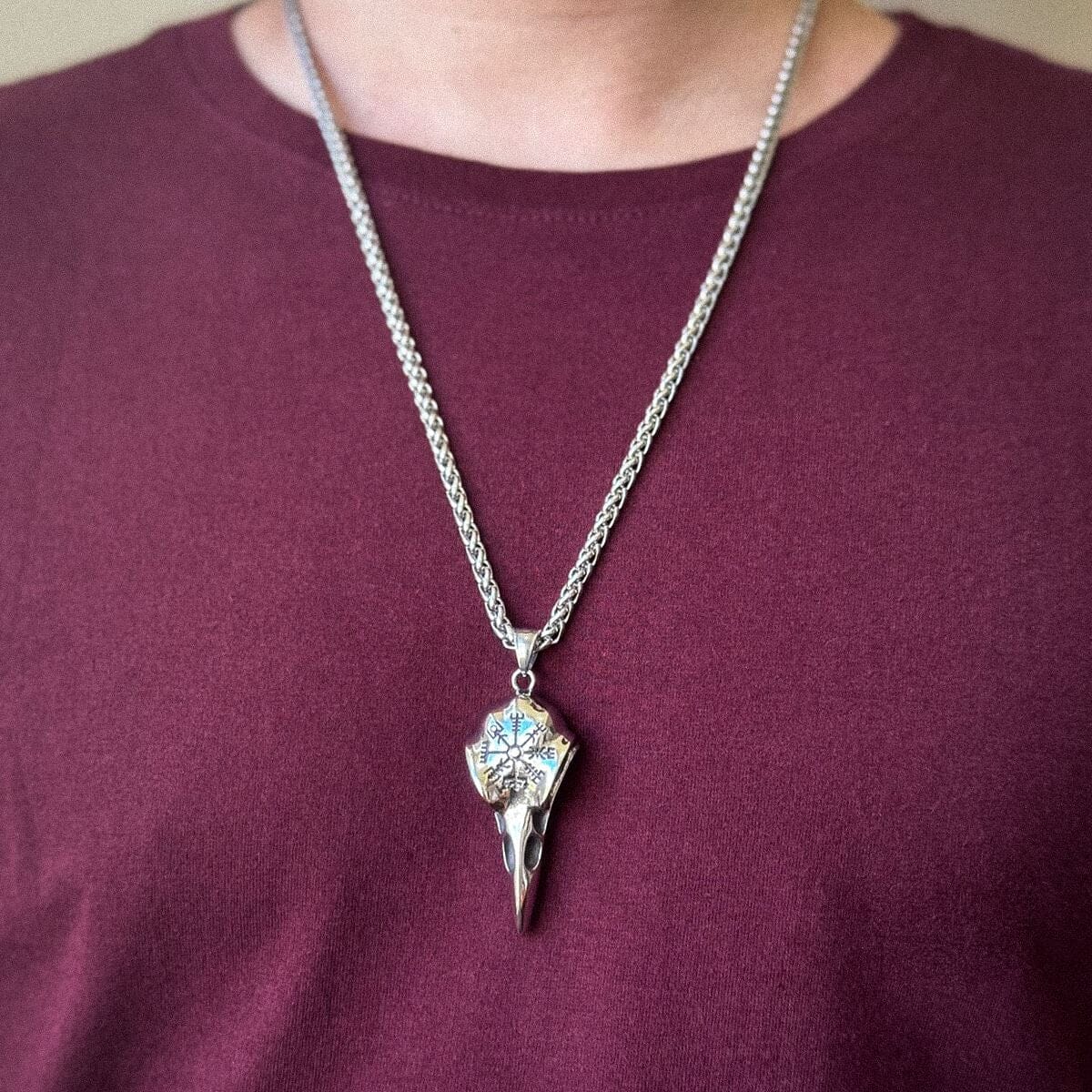 Raven Skull Amulet Necklace Necklace Skaldic Jewelry Silver 