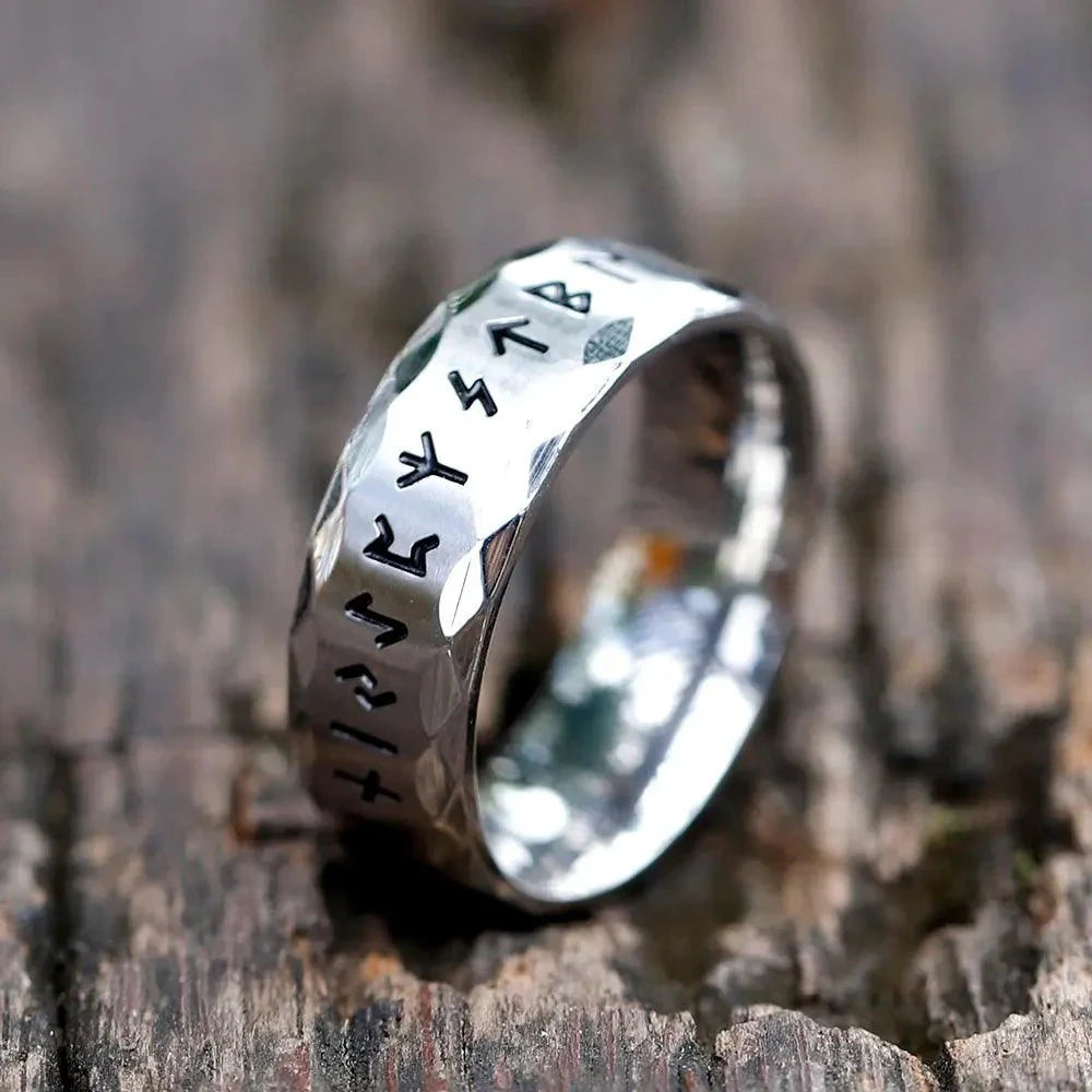 Runic Midgard Viking Ring in Stainless Steel Ring [Skaldic_Jewelry] Silver 7 