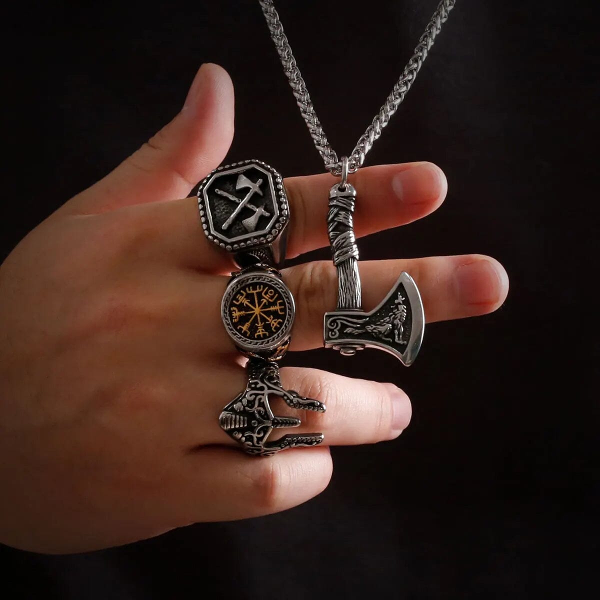 Skaldic Axe Necklace in Stainless Steel Necklace Skaldic Jewelry 