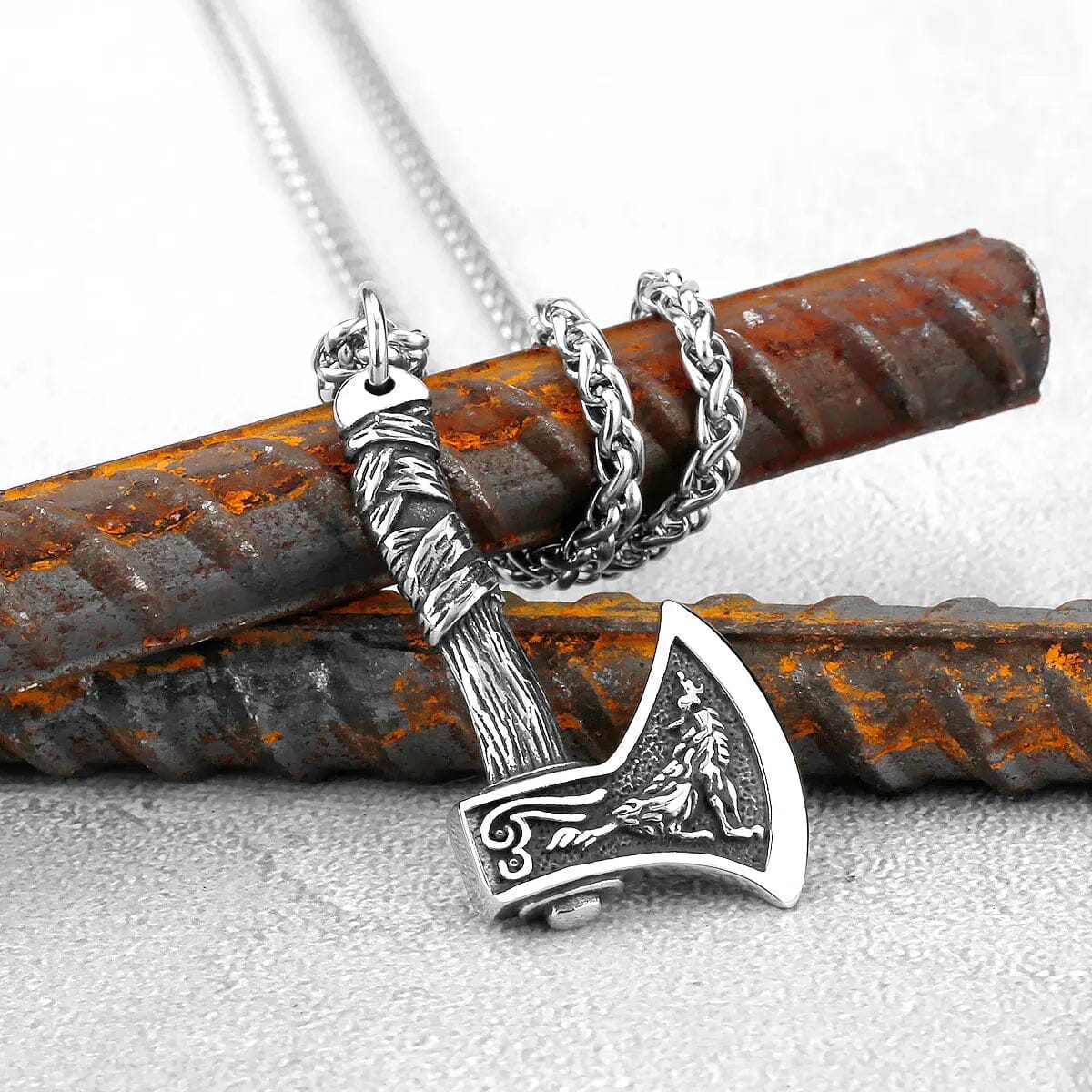 Skaldic Axe Necklace in Stainless Steel Necklace Skaldic Jewelry 