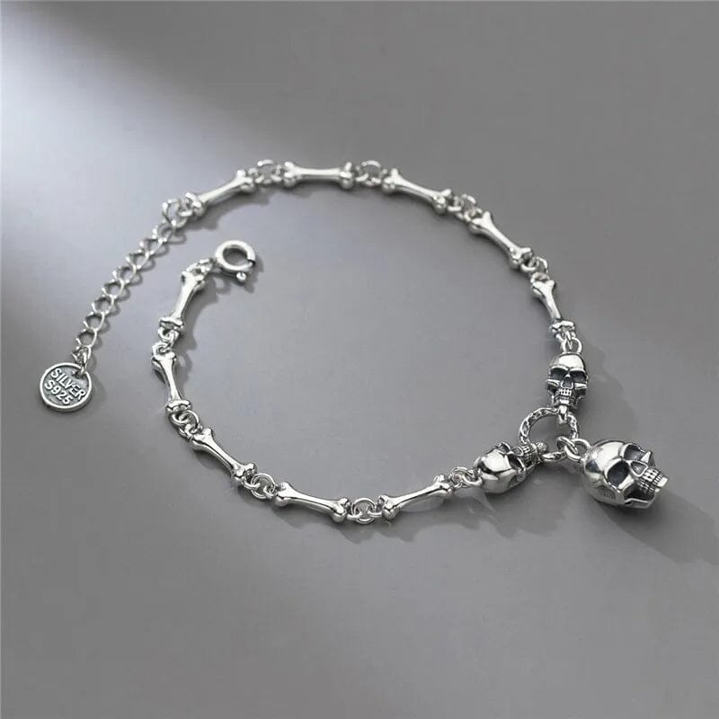 Skull & Bones Bracelet in Sterling Silver Bracelet [Skaldic_Jewelry] 