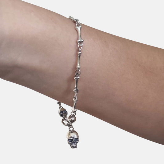 Skull & Bones Bracelet in Sterling Silver Bracelet [Skaldic_Jewelry] 