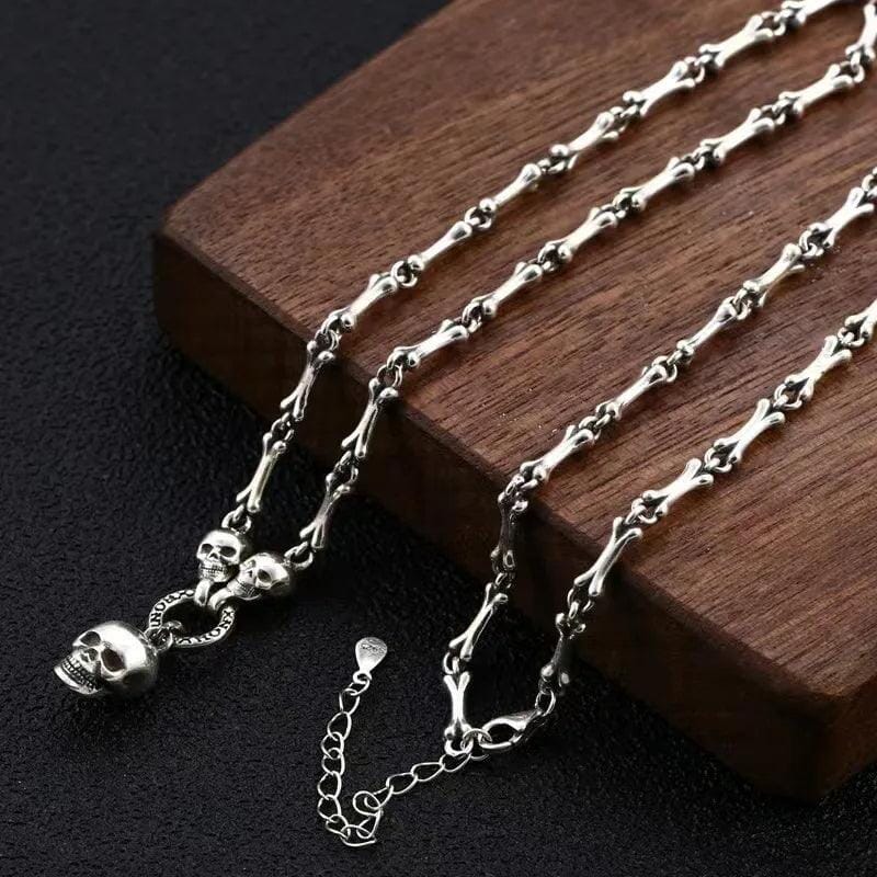 Skull & Bones Necklace in Silver Necklace [Skaldic_Jewelry] 