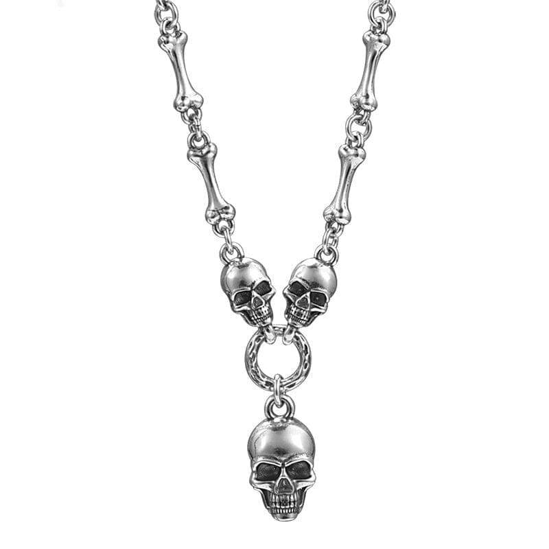 Skull & Bones Necklace in Silver Necklace [Skaldic_Jewelry] 