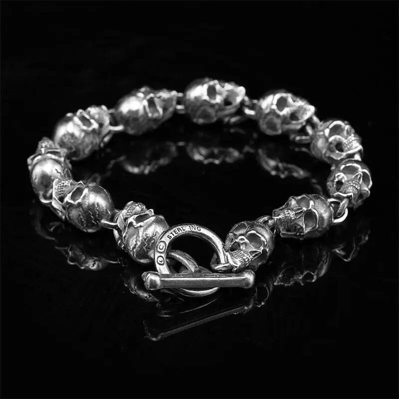 Skull Legion Sterling Silver Bracelet Bracelet Skaldic Jewelry S Silver 