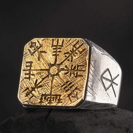 Unisize Vegvisir Viking Compass Ring in Silver Ring [Skaldic_Jewelry] 