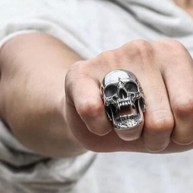 Viking Warrior Skull Ring in Stainless Steel Ring [Skaldic_Jewelry] 