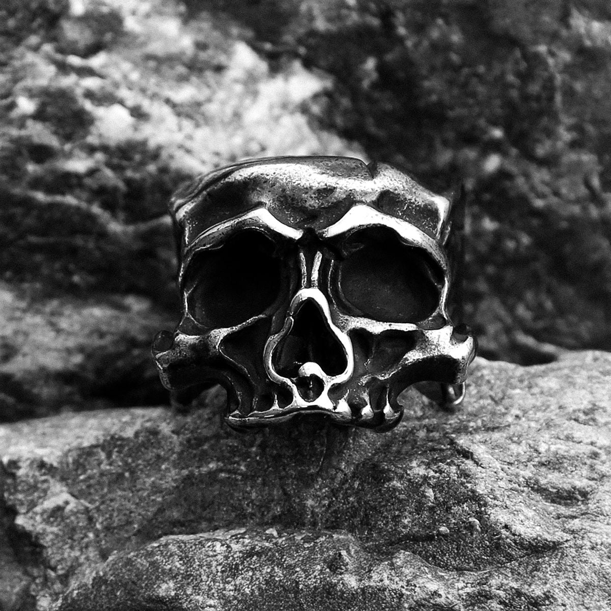 Warrior Skull Ring in Stainless Steel Ring [Skaldic_Jewelry] 